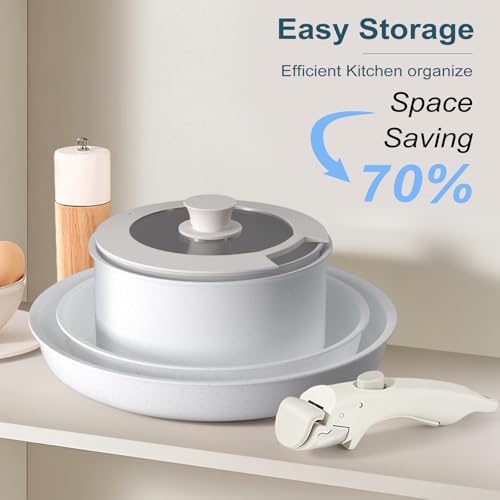 MDHAND Ceramic Cookware Set, 17-Pieces Pots - Image 3