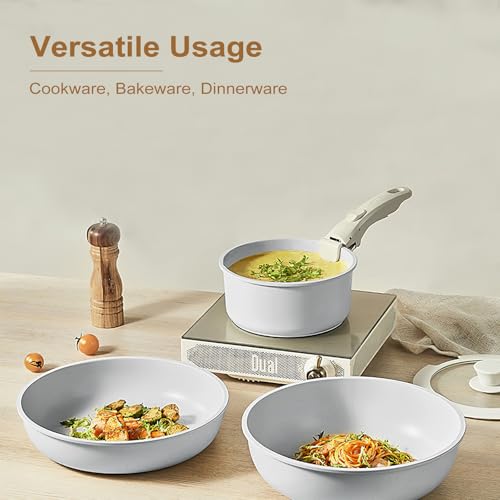 MDHAND Ceramic Cookware Set, 17-Pieces Pots - Image 5
