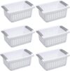 Sterilite Medium Stacking Basket, White, 6-Pack