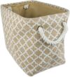 DII Medium White Burlap Storage Bin 16x10x12