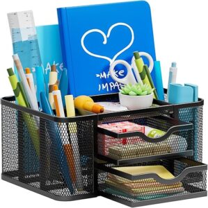 Marbrasse Mesh Desk Organizer With Drawer