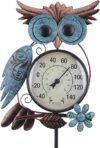 MUMTOP Metal Owl Garden Stake Thermometer