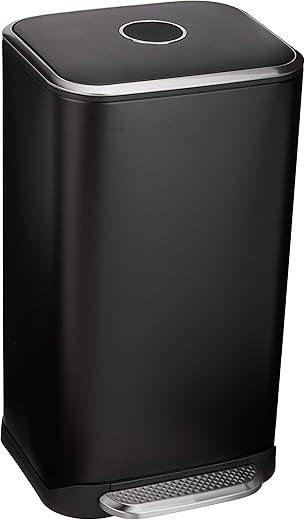 Amazon Basics Metal Rectangular Trash Can, 32 Liter