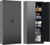 Allouncer Metal Storage Cabinet With Doors – Black