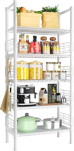 FUTASSI Metal Storage Rack, 5-Tier Narrow Bookshelf