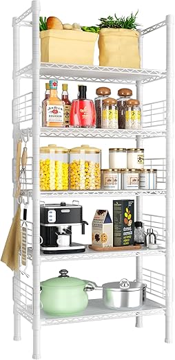 FUTASSI Metal Storage Rack, 5-Tier Narrow Bookshelf