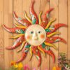 EOORAU Metal Sun Face Garden Wall Art