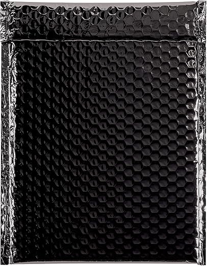 Aviditi Metallic Self-Seal Bubble Mailers, Black