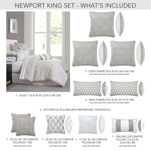 Michael Amini Newport 10pc King Comforter Set Platinum - Image 3