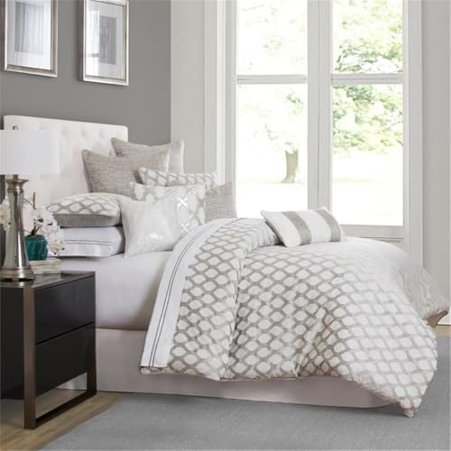 Michael Amini Newport 10pc King Comforter Set Platinum - Image 2