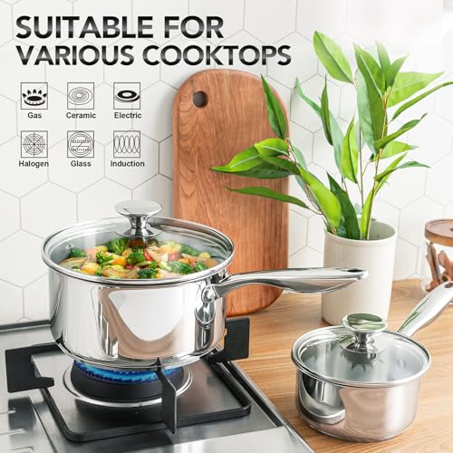 MICHELANGELO Stainless Steel Saucepan Set With Lids - Image 2