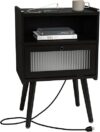 SOOWERY Mid Century Nightstand With Charging Station