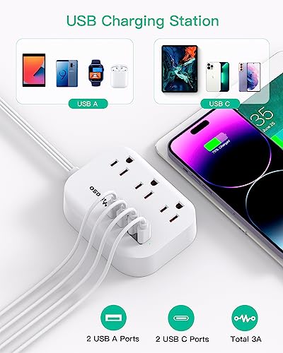 Mifaso Dorm Room Essentials Power Strip - Flat Extension Cord - Image 4