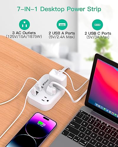 Mifaso Dorm Room Essentials Power Strip - Flat Extension Cord - Image 2