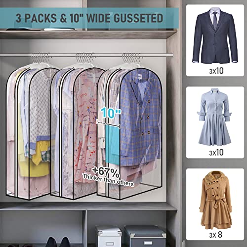 MISSLO 10" Gusseted Clear Garment Bags, 3 Pack - Image 2