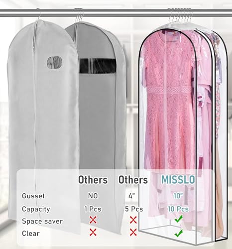MISSLO Clear Garment Bags for Hanging Clothes - Image 3