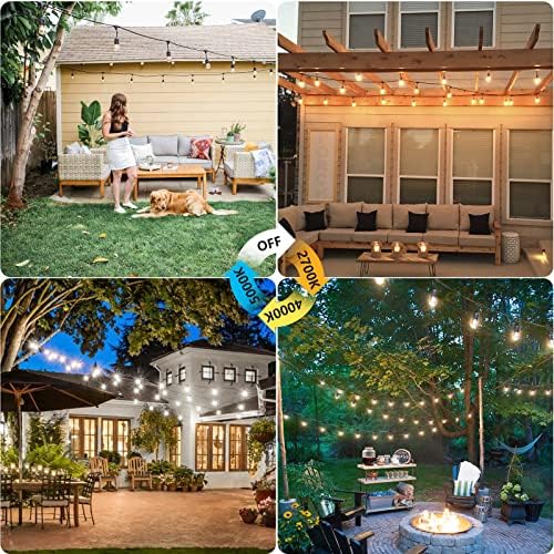 Mlambert Outdoor LED Dimmable String Lights 48FT - Image 3