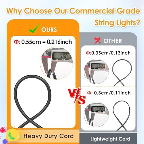 Mlambert Outdoor LED Dimmable String Lights 48FT - Image 4
