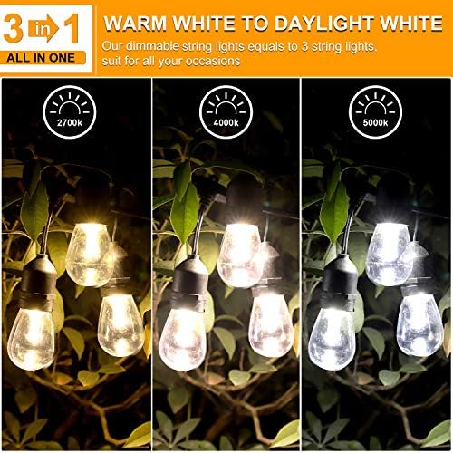 Mlambert Outdoor LED Dimmable String Lights 48FT - Image 2