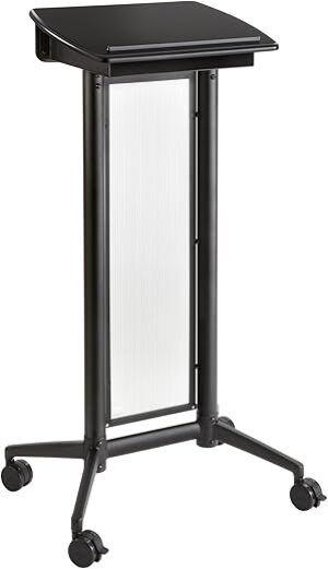 Safco Mobile Lectern 8912BL With Storage, Black
