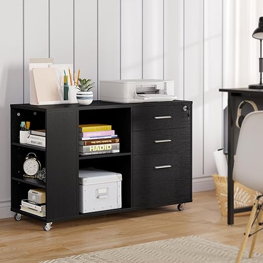 YITAHOME Mobile Wood File Cabinet, 3 Drawer