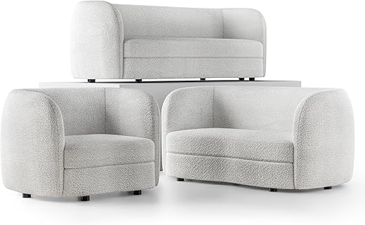 Furniture of America Modern Boucle 3 Piece Sofa Set