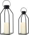 HPC DEC R OUR HAPPY PLACE Modern Farmhouse Black Metal Candle Lanterns