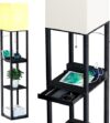 SUNMORY Modern Floor Lamp With Shelves, Drawer & USB Ports