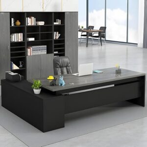 LITFAD Modern L-Shape Office Desk With Drawers