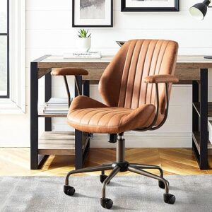CAODOC Modern Swivel Brown Suede Gaming Chair