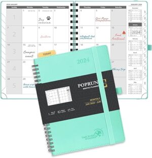 POPRUN Monthly Planner 2024-2025 Spiral Bound