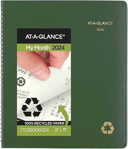 AT-A-GLANCE Monthly Planner 2024, 9" x 11", Green (70260G6024)