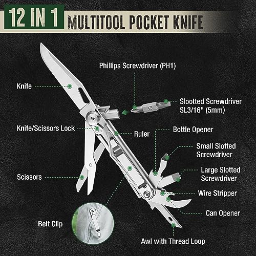 Mossy Oak 12-In-1 Multitool Pocket Knife Stainless - Image 2