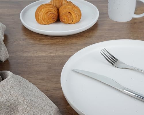 MTLWTL Speckled White Plate Set, Microwave & Dishwasher Safe - Image 4