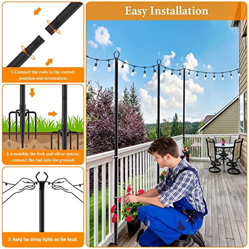Mutovlin 10 Ft String Light Poles, Outdoor - Image 5