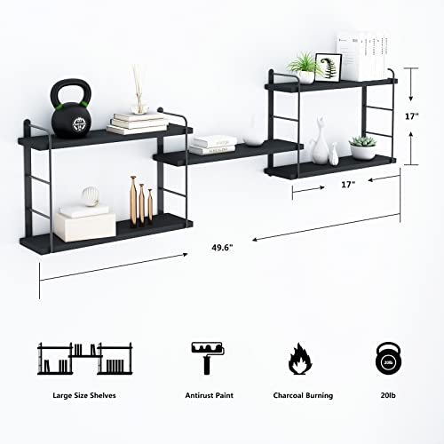 MXCSE Rustic Wood Wall Shelves, Easy Installation (5, Black) - Image 3
