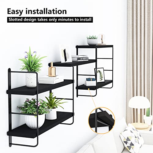 MXCSE Rustic Wood Wall Shelves, Easy Installation (5, Black) - Image 4