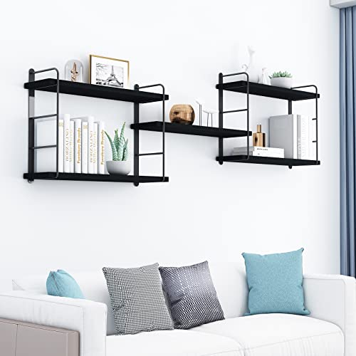 MXCSE Rustic Wood Wall Shelves, Easy Installation (5, Black) - Image 5
