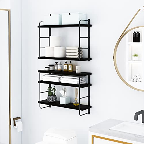 MXCSE Rustic Wood Wall Shelves, Easy Installation (5, Black) - Image 2