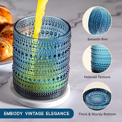 NASONI GLASSWARE Indigo Hobnail Lowball Glass Set - Image 4