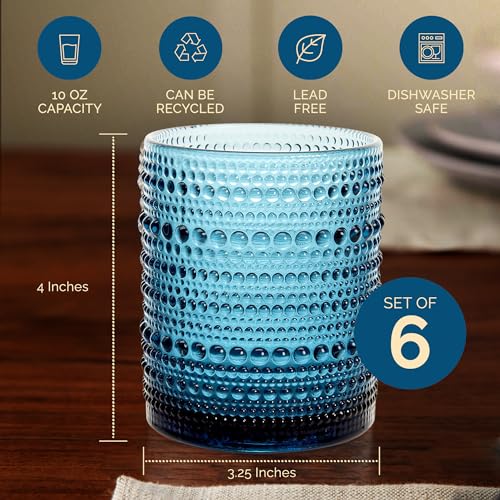 NASONI GLASSWARE Indigo Hobnail Lowball Glass Set - Image 5