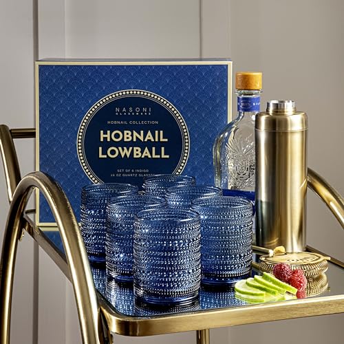 NASONI GLASSWARE Indigo Hobnail Lowball Glass Set - Image 2