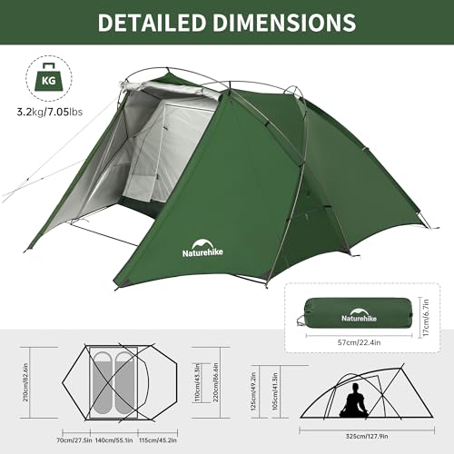 Naturehike Hillock 2 Person Lightweight Backpacking Tent - Image 2