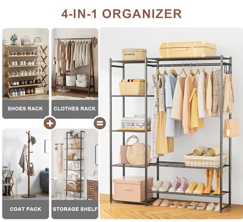 Neprock Portable Clothing Rack With 4 Tiers Shelves - Image 4