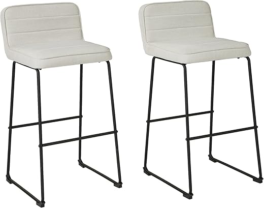Signature Design by Ashley Nerison Contemporary Upholstered Barstool, Off-White