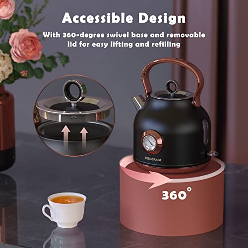 NESSGRAIM Retro Electric Kettle, 1.7L Stainless Steel - Image 5