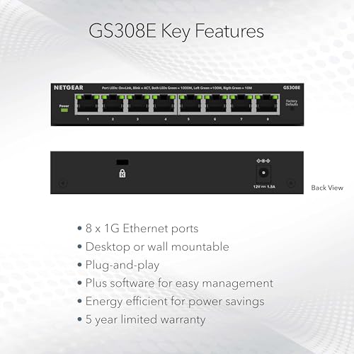 NETGEAR 8-Port Gigabit Ethernet Plus Switch (GS308E) - Image 2