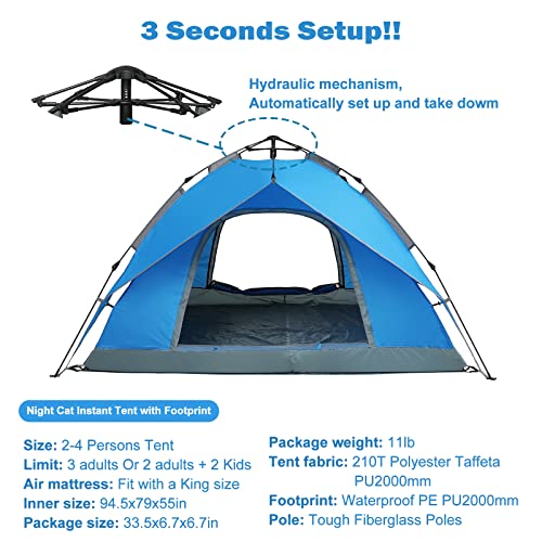 Night Cat Pop Up Tent With Double Sleeping Bag - Image 2