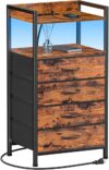 Furnulem Night Stand With Charging Station And Light