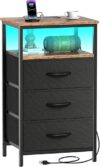 Kinembold Nightstand With Charging Station And Drawers